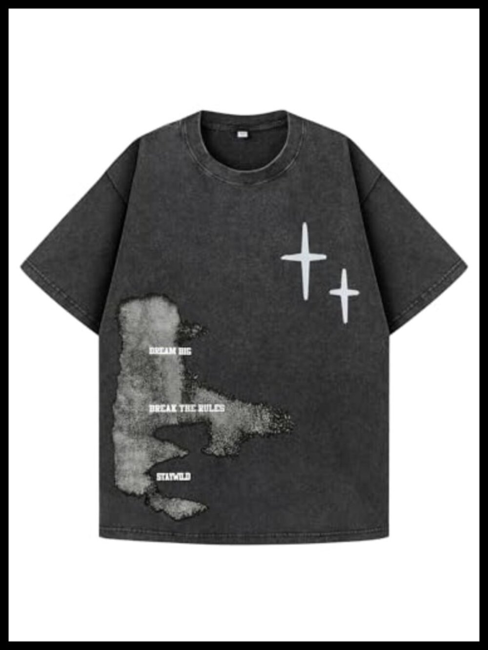 Oversized Graphic Tee Men Y2K Vintage Washed Crew Neck Short Sleeve